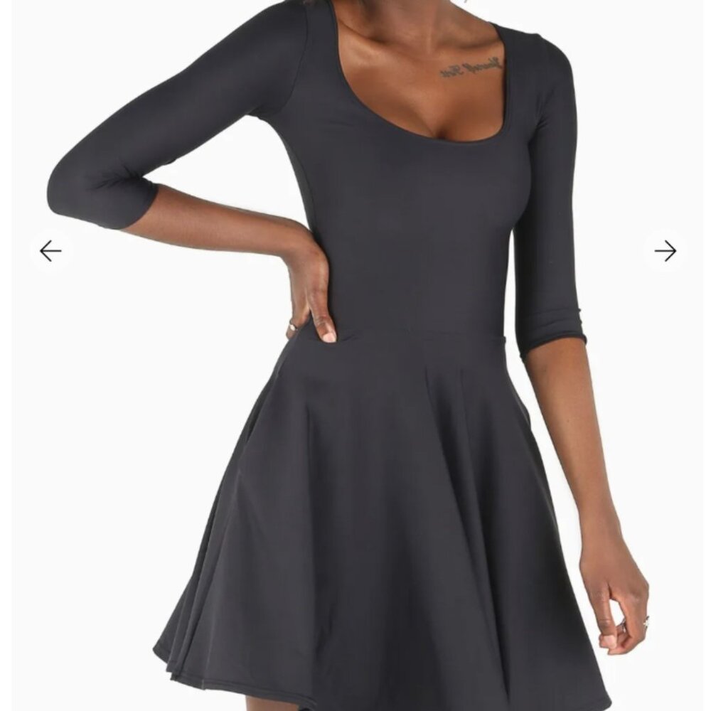 Black Milk Matte 3/4 Sleeve Pocket Skater Dress Small